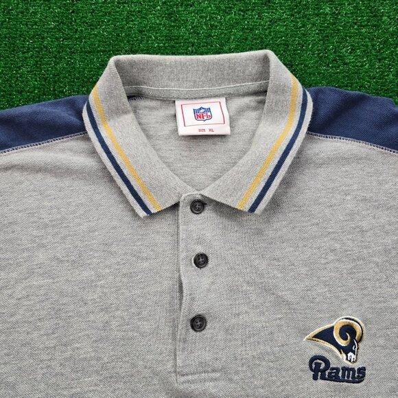 St Louis Rams Polo Shirt Mens XL Gray Vintage NFL Football Los Angeles - Picture 2 of 9